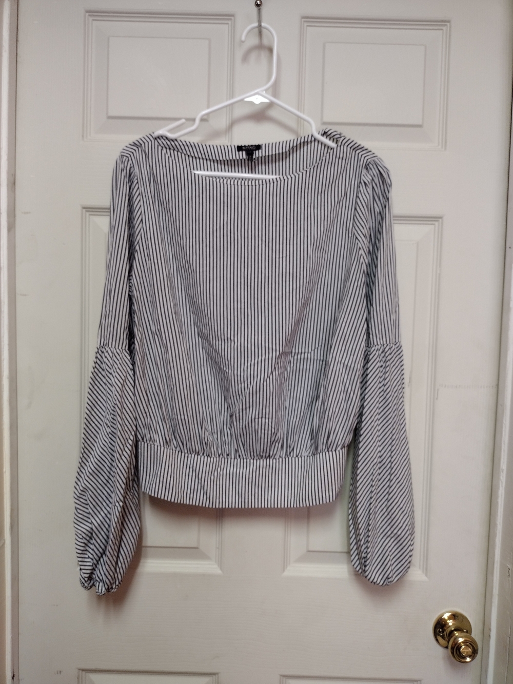 Buffalo David Bitton Black & White Striped Long-Sleeve Blouse